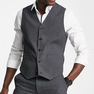 ASOS Design Skinny Suit Vest in Charcoal Sz 46” NWT IN PACKAGING